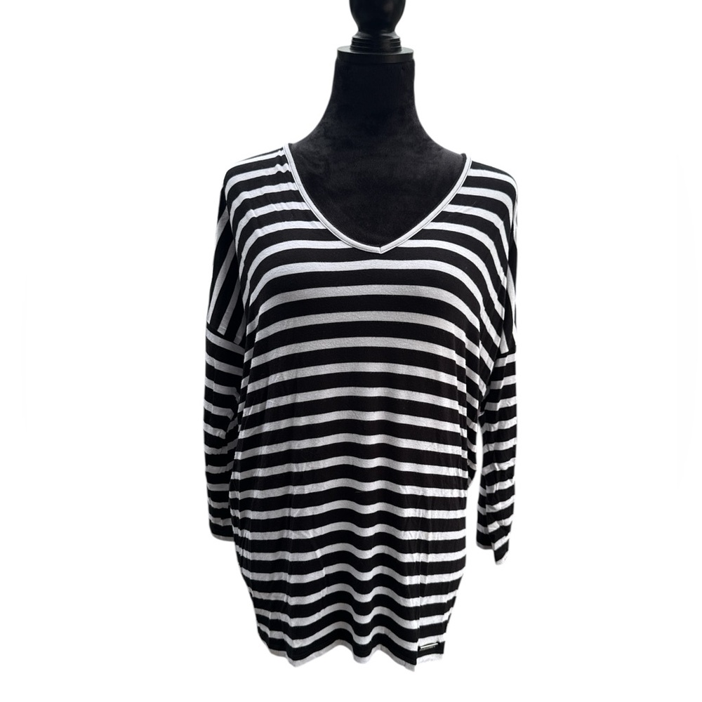 MICHAEL Michael Kors Black and White Striped Top size large - Picture 2 of 12